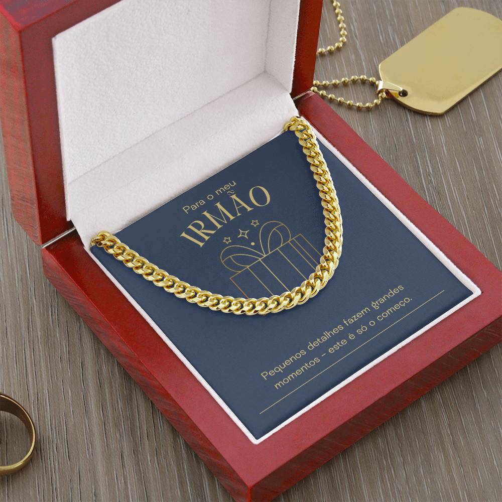 Corrente Cubana para Irmão em Aço Inoxidável | Prendas Personalizadas Portugal