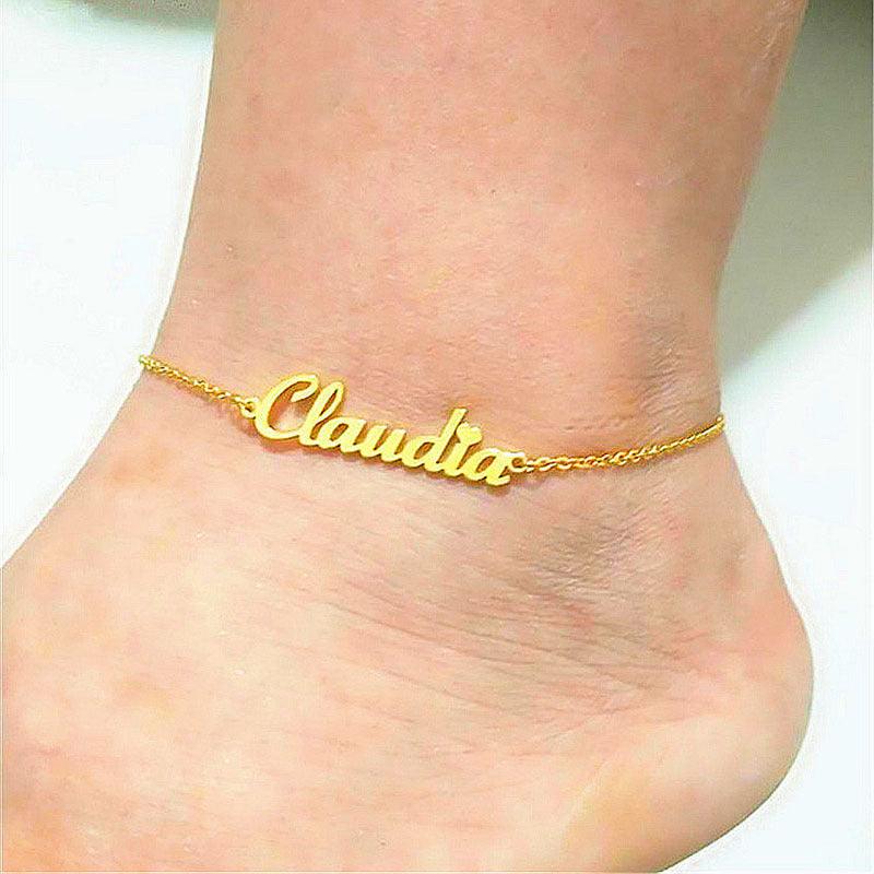 Pulseira Tornozeleira Personalizada com Nome em Aço Inoxidável - Acessório Elegante e Presente Especial para Amiga - Anklet - Prendas Personalizadas