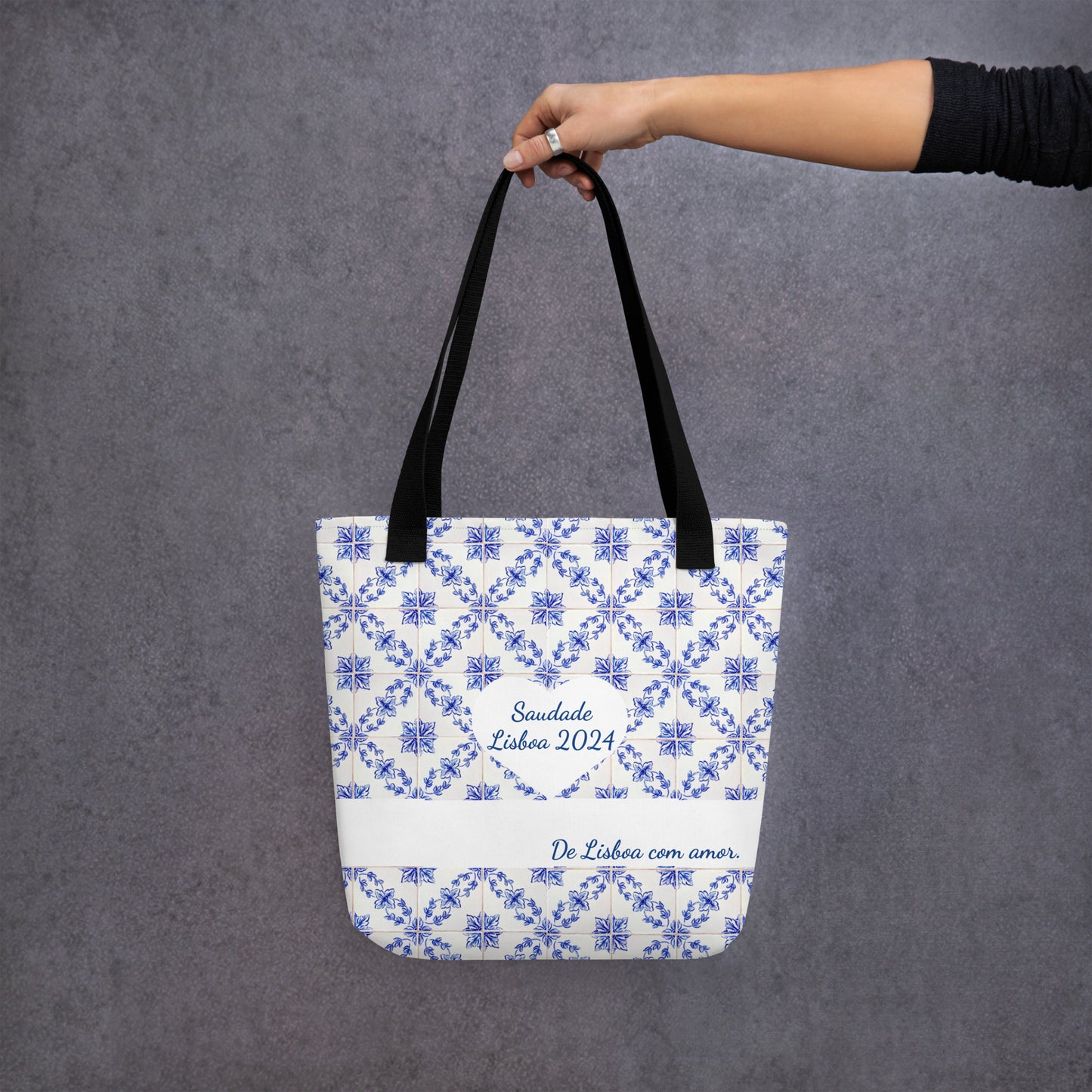 Tote Bag Azul e Branca - "Saudade, Lisboa 2024"