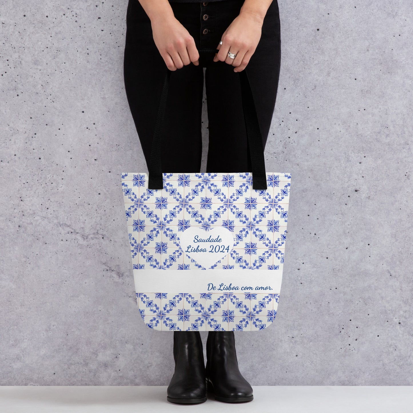 Tote Bag Azul e Branca - "Saudade, Lisboa 2024"