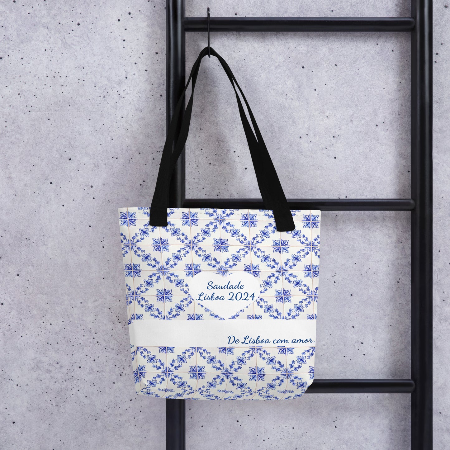 Tote Bag Azul e Branca - "Saudade, Lisboa 2024"