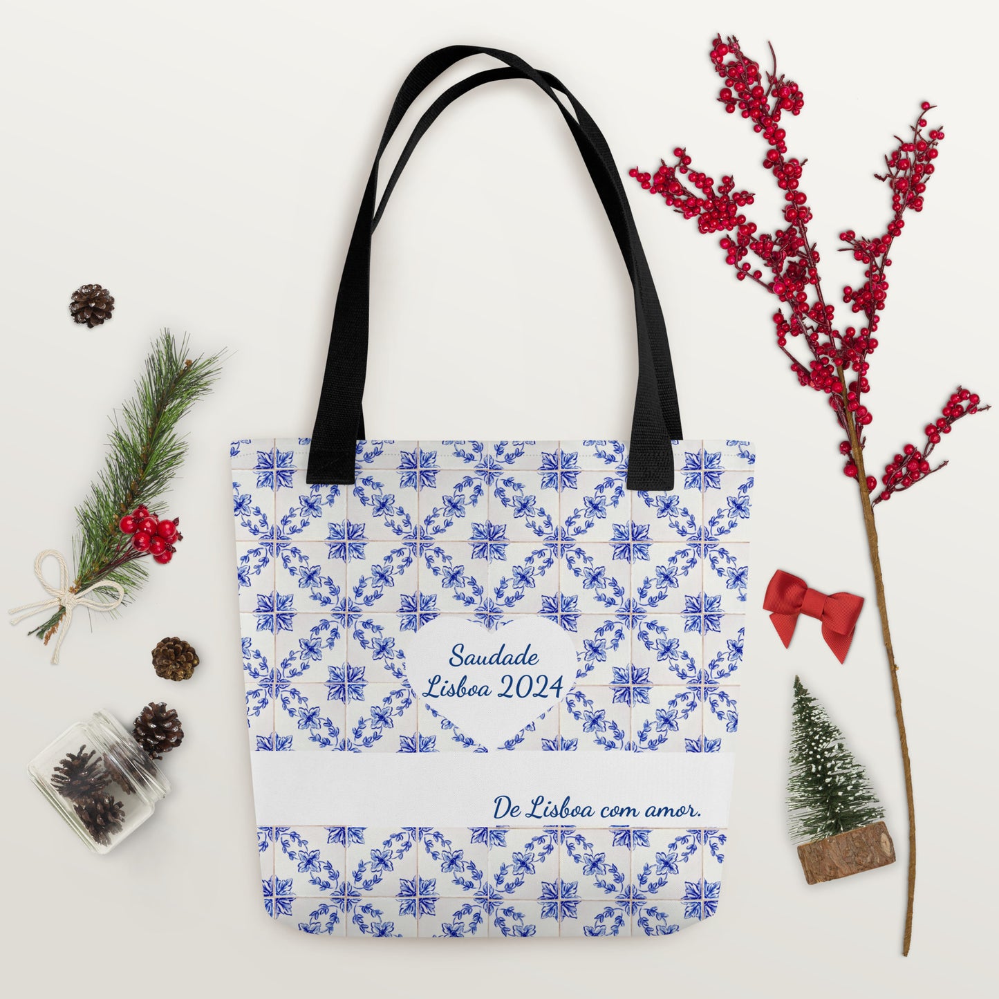 Tote Bag Azul e Branca - "Saudade, Lisboa 2024"