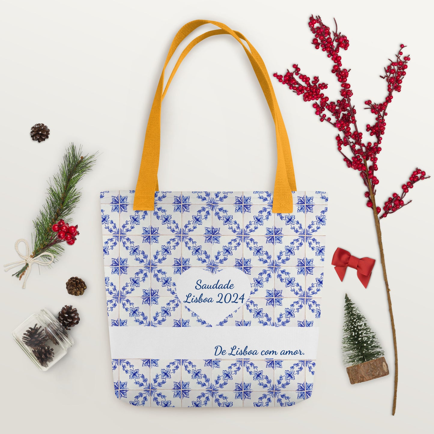 Tote Bag Azul e Branca - "Saudade, Lisboa 2024"