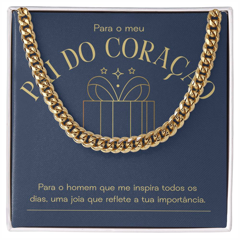 Corrente Cubana para o Meu Pai do Coração em Aço Inoxidável | Prendas Personalizadas Portugal