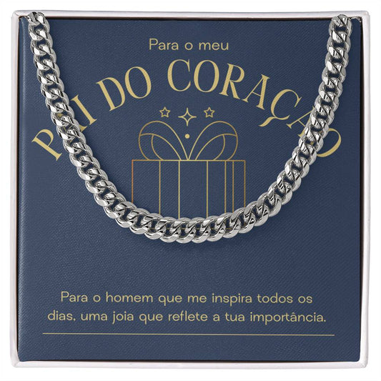 Corrente Cubana para o Meu Pai do Coração em Aço Inoxidável | Prendas Personalizadas Portugal