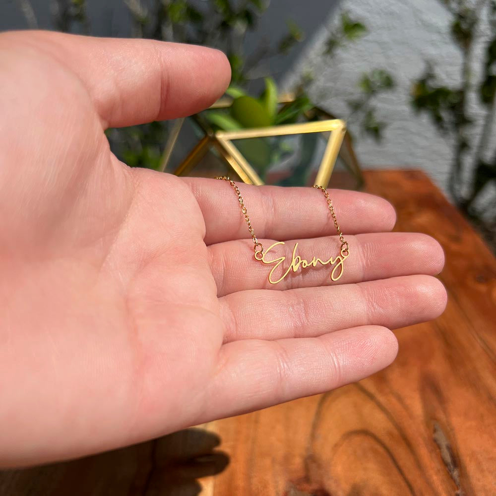 Colar Personalizado Estilo Assinatura com Nome - Aço Inoxidável ou Ouro 18K