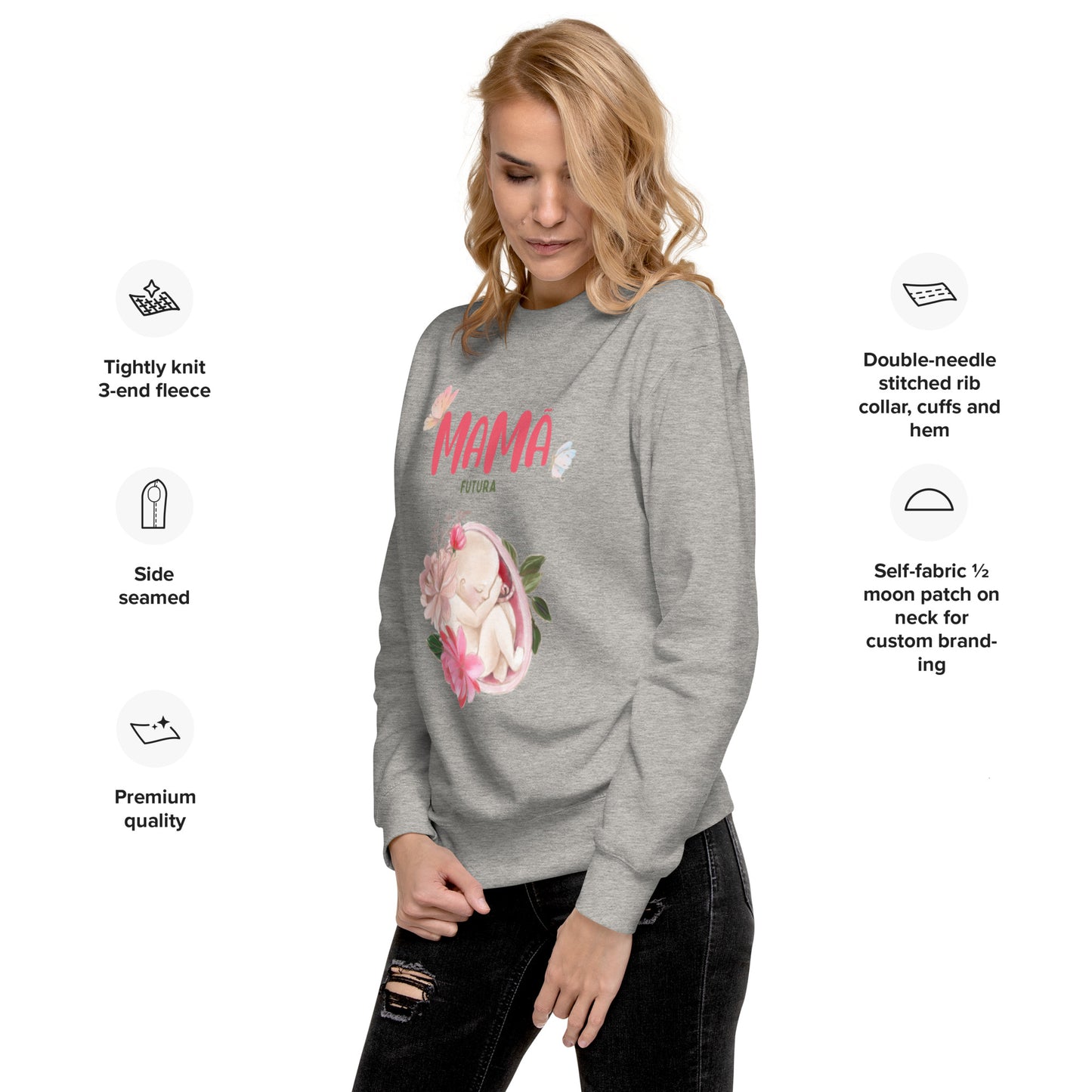 Sweatshirt Feminino Confortável para Futura Mamã | Prendas Personalizadas Portugal