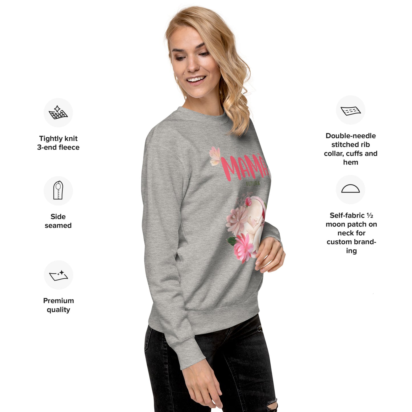 Sweatshirt Feminino Confortável para Futura Mamã | Prendas Personalizadas Portugal