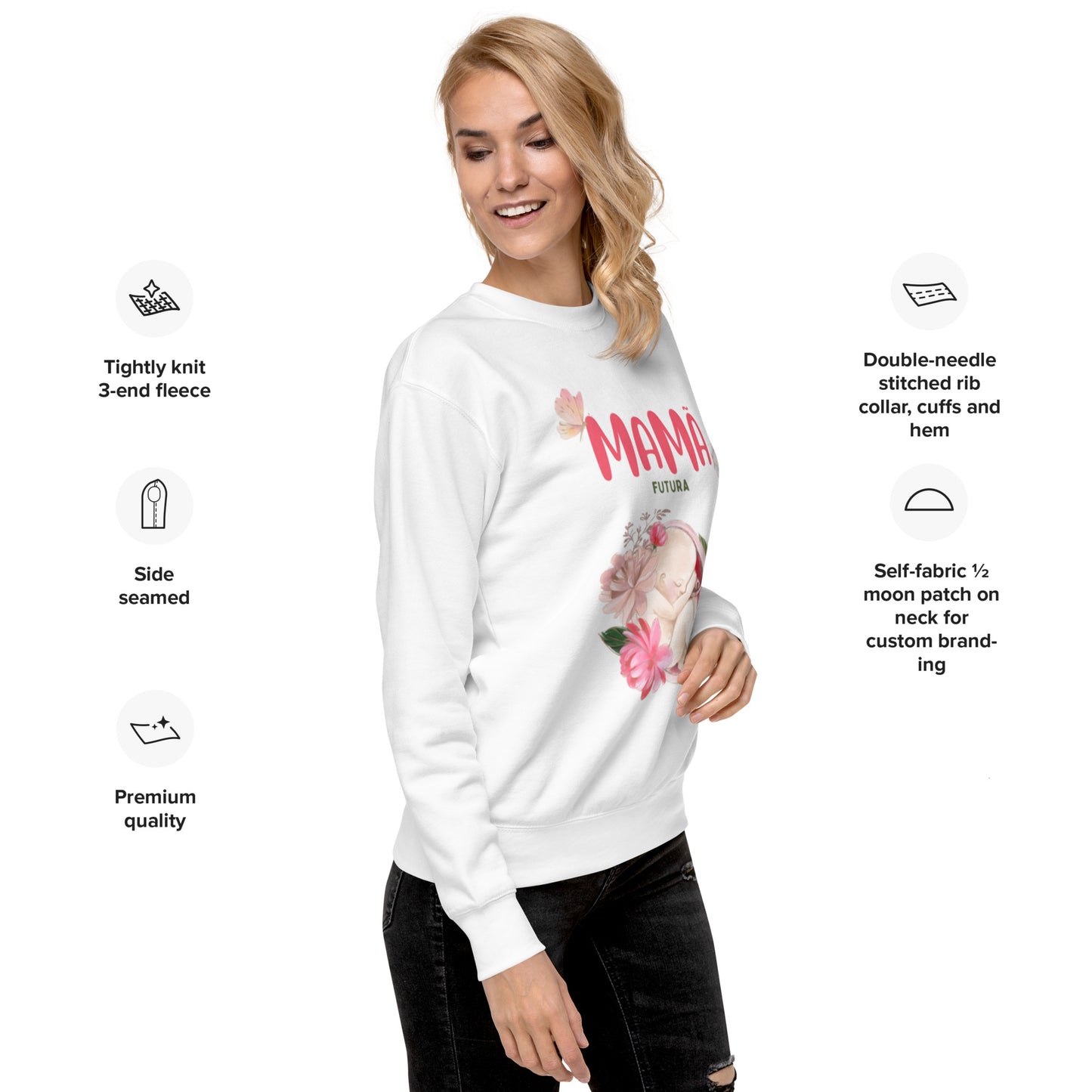 Sweatshirt Feminino Confortável para Futura Mamã | Prendas Personalizadas Portugal